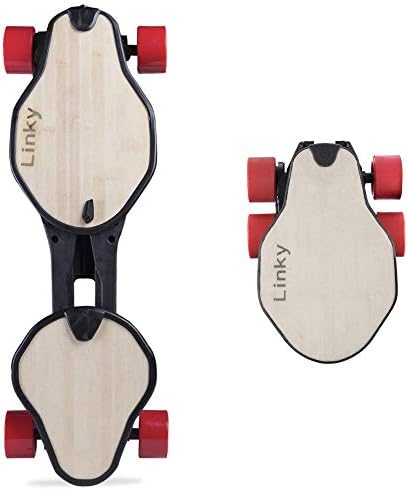 Linky Foldable Electric Longboard, 32" Electric Skateboard with Remote Controller and Backpack - Light (12lbs) and Air-Travel Safe | 12 Mile Range | 19 MPH Speed | 12% Grade Hill Climbing