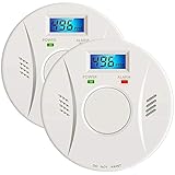 Combination Smoke and Carbon Monoxide Detector Alarm Battery Operated Digital Display for Travel Home Bedroom and Kitchen