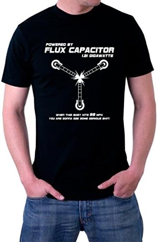 The Nakin Funny Flux Capacitor DeLorean Back To The Future T-Shirt Medium Black
