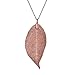 BOUTIQUELOVIN Women's Long Leaf Pendant Necklaces Real Filigree Autumn Leaf Fashion Jewelry Gifts (Copper)