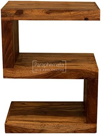Paraphernalia Gaya Cube Solid Sheesham S Shaped Side Table Display Unit Amazon Co Uk Kitchen Home