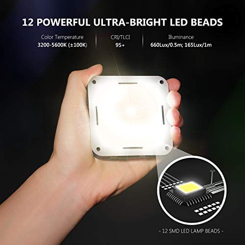 Neewer Mini Lumière LED Vidéo – 12 LED Lampe de Poche sur Caméra,CRI 95+,Batterie Intégrée,Sabot et Sac Fournis pour…