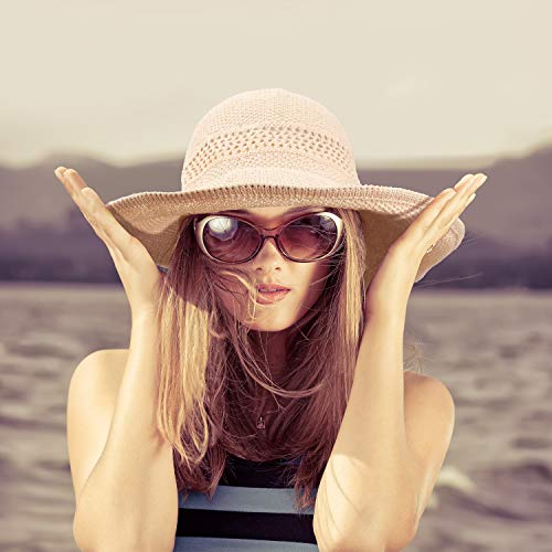 mysuntown Women’s Summer Foldable Straw Sun Visor with Cute Bowtie - Thumbnail 6