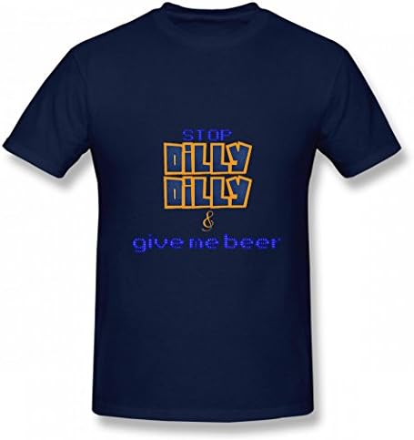 DiMLDG Stop Dilly Dilly Word Tshirt Logo Word Printed Cotton T-Shirts Tops Tee Navy S