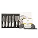 Royal Casa Cheese Knives and Slate Markers Set. Complete Cheese Board Set with 5 Stainless Steel Knives and 6 Slate Cheese Markers. Includes 2 soapstone chalks & cloth bag. Perfect Gift Idea