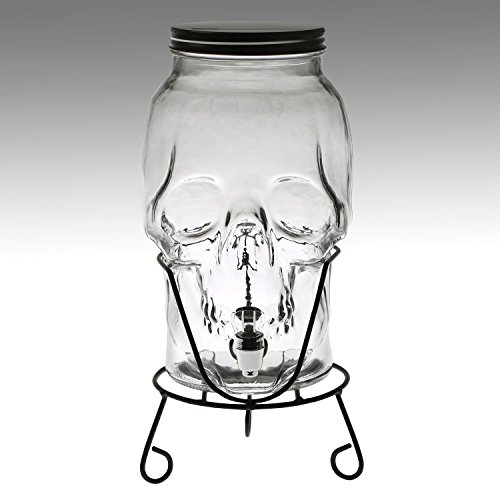 What on Earth Skull Shaped Glass Beverage Dispenser - 168 oz / 5 Liter Capacity