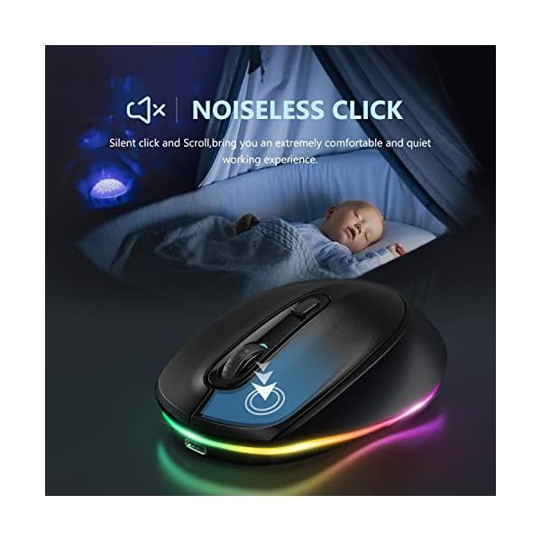 Seenda Wireless Bluetooth Mouse for Laptop, LED Rechargeable Silent Bluetooth Mouse for Computer, Compatible with Mac…