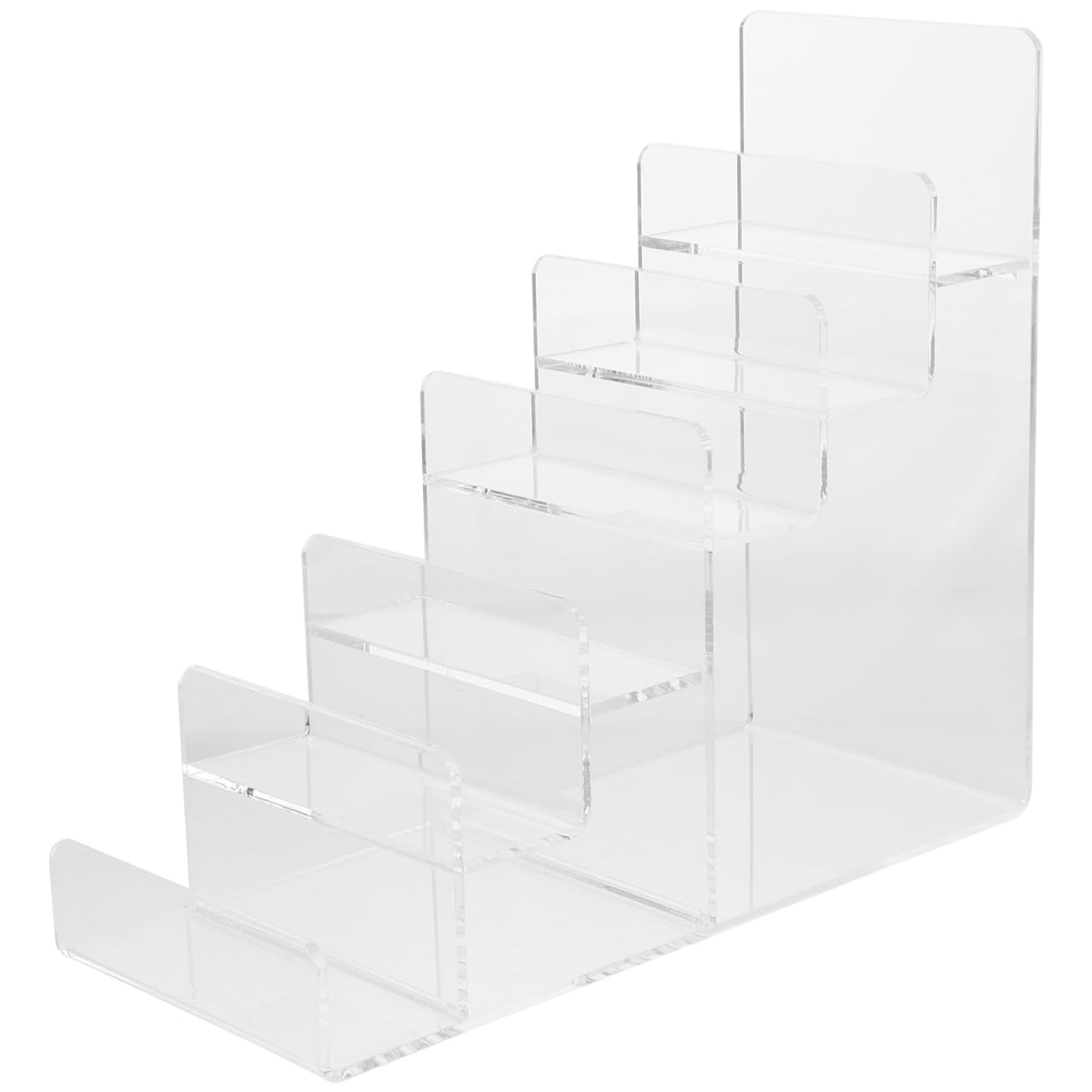 Doitool 6-Tier Clear Acrylic Storage Rack, Tiered Riser Rack, Display Stand with Fences, Transparent Jewellery Display Stand with Wallet Holder Craft Fair Wallet Nail Polish Holder (9.1X7.9X3.9 In)