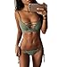 Sychle Women Bandage Push Up Swimsuit Two Piece Bikini Set Bathing Suit Thong (Small, Army Green)