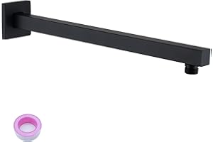 SevenGelok Shower Head Extension Arm Black Shower Arm 16 Inch【SUS304 Stainless Steel】 Matte Black Shower Arm Extension Rain S
