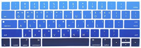 Allytech Korean Language Silicone Keyboard Cover Skin for Touch Bar Models NEWEST VERSION - MacBook Pro 13 (A1706) &amp; MacBook Pro 15 (A1707) with Touch ID (Released 2016, USA Layout) - Blue Gradient