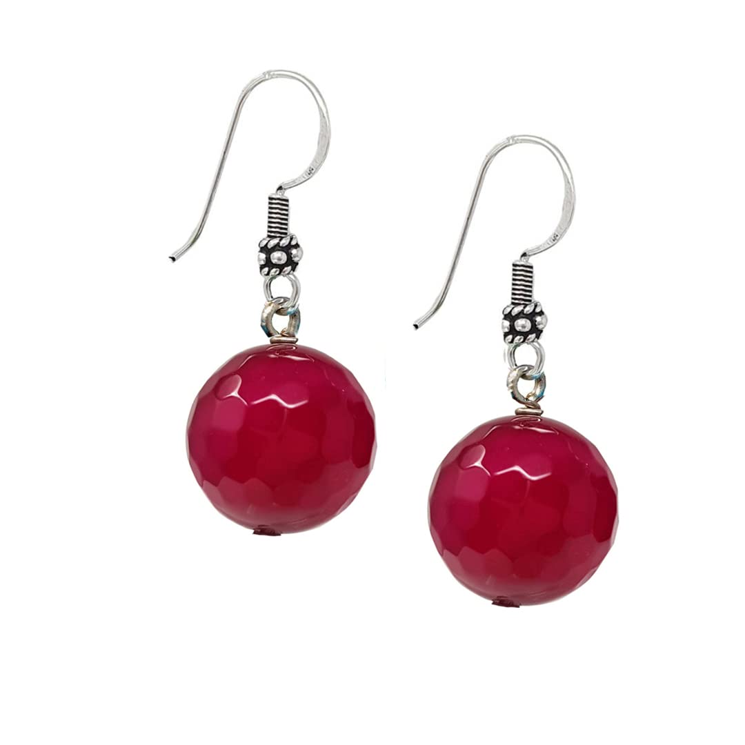 TreasureBay Handmade Gemstone Dangle Drop Earrings, Womens Pierced Earrings Made with 925 Sterling Silver (Pink Agate)
