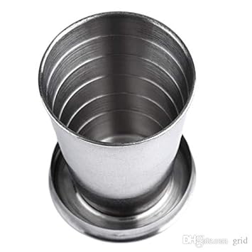 BANQLYN Folding Cup Stainless Steel Portable Outdoor Travel Camping  (Colour May Vary)