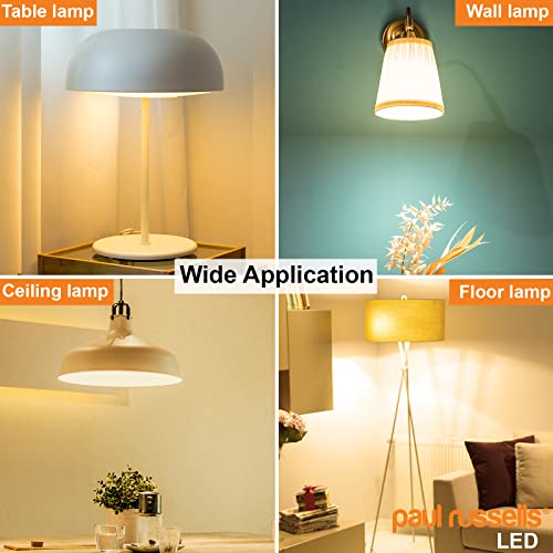 paul russells LED GLS Light Edison Screw ES, 60w Equivalent, 8watt 806LM LED Bulbs, 2700K Warm White Lamp, Classic Frosted A60 Standard E27 Energy Saving Non-Dimmable Large Globe Lightbulb, 3 Pack