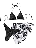 SOLY HUX Women's 3 Piece Swimsuits Print Halter