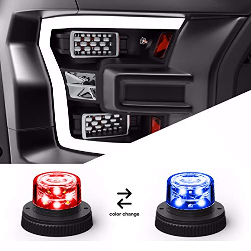 Flare 6 360Â° LED Hideaway Strobe Lights/Surface Mount Flashing Warning Light Bulbs for Emergency Vehicles - Red/Blue Alternating
