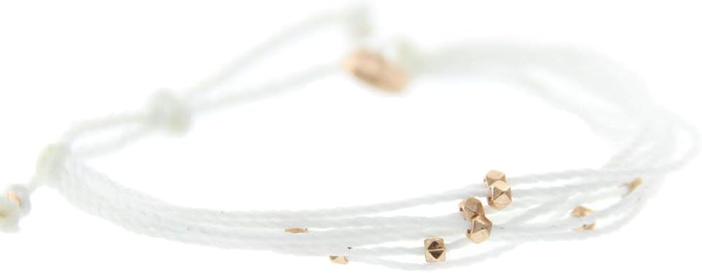 Pura Vida Rose Gold Malibu White Bracelet - Waterproof, Artisan Handmade, Adjustable, Threaded, Fashion Jewelry for Girls/Women: Jewelry