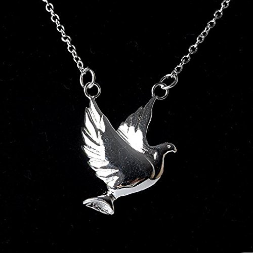 Dove Bird Peace Chain Pendant Statement Necklace - Great Easter and Christmas Present / Gift