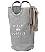 Canvas Laundry Bag with Drawstring Cover, Laundry Bins for College, Laundromat, Dark Grey