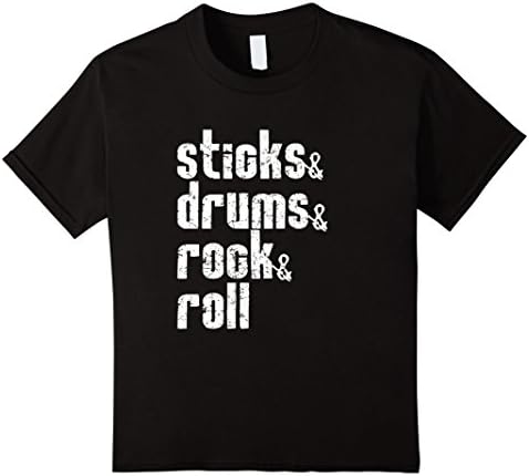 Kids Sticks Drums Rock and Roll Drummer T-shirt Drumming Rocker 8 Black