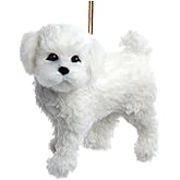 The Bridge Collection Bichon Frise Teddy Bear Dog Ornament - Furry Puppy Ornament for Dog Lovers