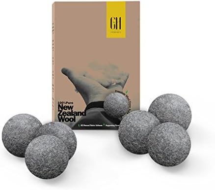 6 Premium Dark Grey WOOL DRYER balls. All Natural Non Toxic Fabric Softener. Reusable for 1000 loads. Hypoallergenic and Baby Safe 100% New Zealand Wool. Laundry Dryer Sheets Alternative. No Chemicals