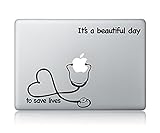 Stethoscope Heart And It's A Beautiful Day To Save Lives Grey's Anatomy Laptop Apple Macbook Vinyl Decal Sticker Apple Mac Air Pro Laptop Sticker