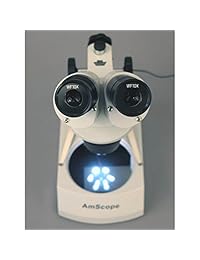 AmScope   Microscopio estéreo inalámbrico con dos luces LED, 20 x 40 x