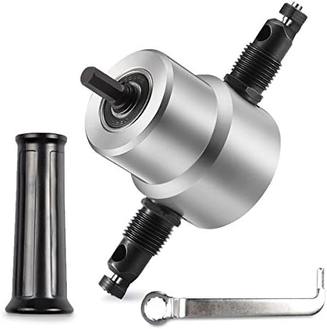 Scomer Flexible Double-Headed Metal Plate Nibbler Hole Saw Cutter Drill Attachment 360 Degree Multipurpose with Wrench and Extra Nibbler Parts DIY Tool