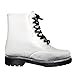Women's Jelly Rubber Rain Color Clear Waterproof TransparentRound Toe Ankle Martin Laceup Boot Shoes
