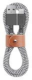 Native Union BELT Cable - 4ft Ultra-Strong Reinforced [Apple MFi Certified] iPhone / iPad Lightning to USB Charging Cable with Leather Strap (Zebra)