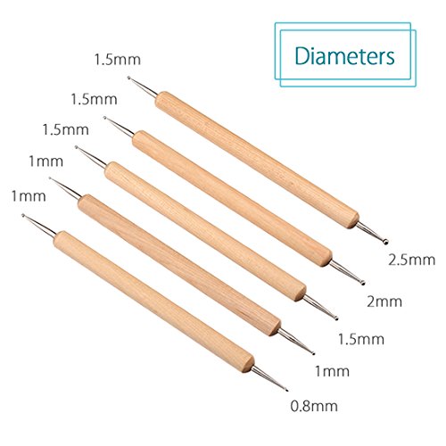 Meuxan AL051 13 Piece Ball Stylus Dotting Tools, Clay Pottery Modeling Set, Rock Painting Kit