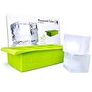 Mammoth Cubes Designer Silicone Big Ice Cube Tray - Creates 8 x 2 Inch Ice Cubes - Bright Lime Green