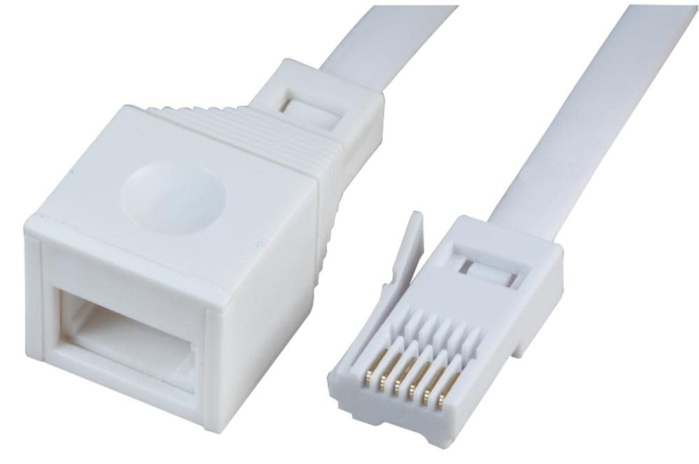 Pro Signal PSG04186 6‑Way BT Plug to BT Socket Telephone Extension Lead – 15m, White
