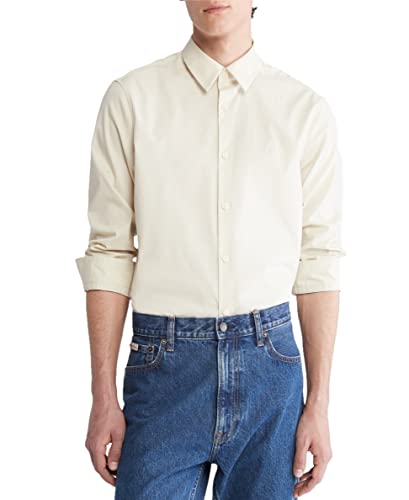 Calvin Klein Men’s Stretch Cotton Monogram Logo Button Down Shirt