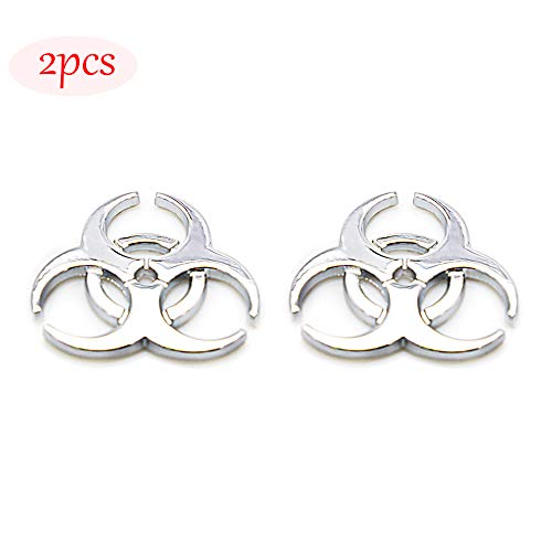 CARRUN 2X 3D Resident Evil metal badge car logo protection umbrella biochemical modification 3D emblem Car Motorcycle Decal Emblem (Silver) - Thumbnail 6