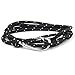 SWEETIE 8 Unisex Men's Women's Silver Fish Hook Rope Wrap Bracelet - Black White
