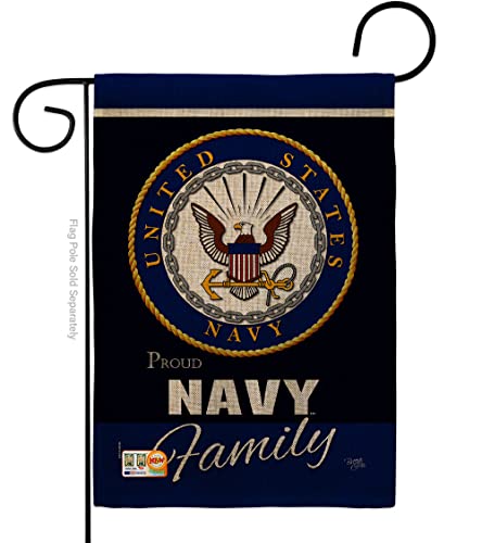 Navy Proudly Family Burlap Garden Flag - Armed Forces USN Seabee United State A…