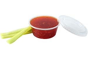 TashiBox 400 Sets - 2 oz Jello Shot Cups with Lids, Small Plastic Portion Cups with Lids, Disposable Condiment Containers for Sauce