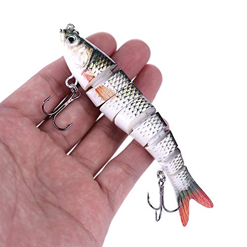 Njord Kalastus Hecht Köder Set Kunstköder 5 Stück in Box Angel-Köder zum Raubfisch-Angeln â Wobbler mehrteilig mit Gelenk für realistischen Lauf 14cm 25g langsam sinkend +5X Stahlvorfach – Bild 3