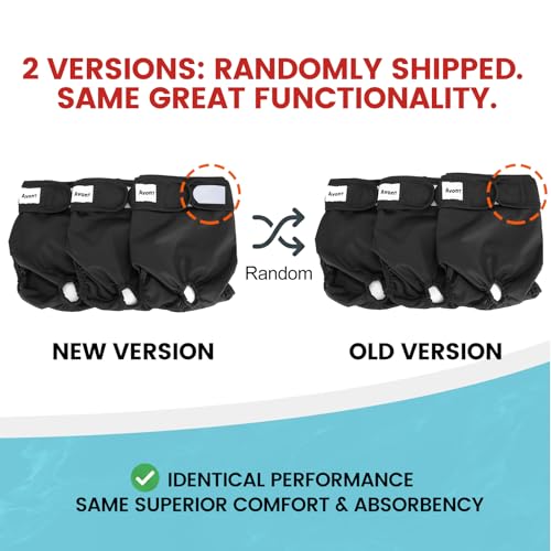 Avont Pack of 3 Reusable Dog Nappies, Highly Absorbent, Washable and Environmentally-Friendly Sanitary Pads/Panties for Female Pets, Black