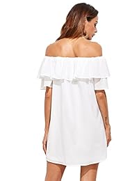 Minivestido suelto con volantes y hombros descubiertos de Milumia para dama