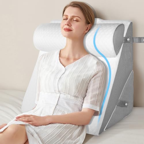 EzKamfort 3 in 1 Wedge Pillow, Bed Wedge Pillow, Adjustable Bed Wedge Pillow with Memory Foam, Wedge Seat Cushion with Washable Cover, Sleep Apnea, Reading, Relaxing | CuscCuneo Letto Regolabile, Cuscino a Cuneo Antireflusso, Per Seduta Con Fodera Lavabile, Per Apnea Del Sonno, Lettura