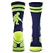 ChalkTalkSPORTS Hockey Half Cushioned Crew Socks | Hockey Player | Navy/Neon
