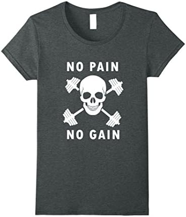 Womens No Pain No Gain Workout T-Shirt - Gym T Shirts Large Dark Heather