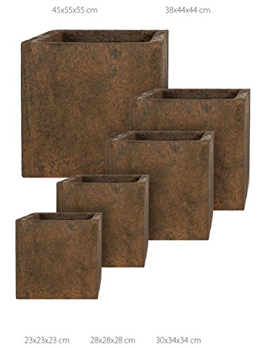 Pflanzwerk® Pflanzkübel Fiberglas Cube Rost Braun 23x23x23cm XXL *Frostbeständig* *UV-Schutz* *Qualitätsware* – Bild 5