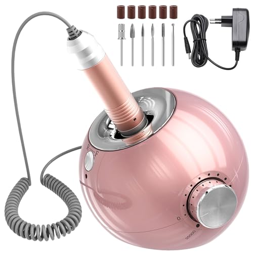 Delanie Professional Electric Nail Sander 35000RPM for Manicure/Pedicure with 6 Tips for Removing Varnish and Gel (Pink)