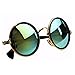 Niouxhc Unisex's Round Mirror Polycarbonate Sunglasses Green