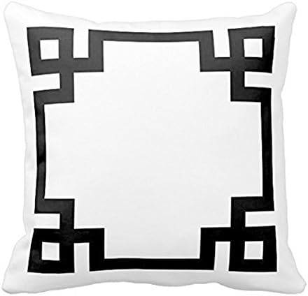 Sengreat 18x18 Inch Both twin sides Black And White Greek Key Border Cotton Polyester Decorative Throw Pillow Cover Cushion Case