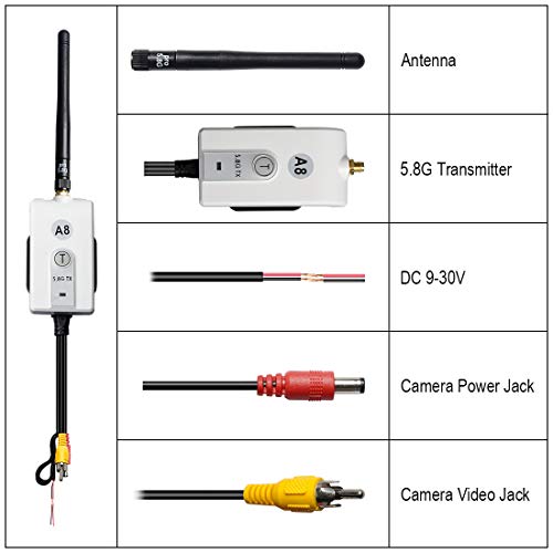 Wolfwhoop TR6 5.8G Wireless Color Video Transmitter and Receiver Long Range Kit for The Vehicle Backup Camera and Car Rear View Parking